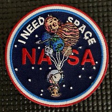 NASA - I NEED SPACE PATCH - ASTRONAUT PLANET BALLOON - 3.5” picture