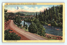c1940s Crater Lake Highway ORegon Upper Rogue River Mountains Linen Postcard G6 picture