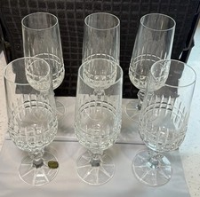 VINTAGE BOHEMIA CRYSTAL - Belfast Pattern - Lot Of 6 Fluted Champagne Glasses picture