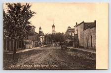 RPPC Iowa IA Bedford Court Street 1907 Taylor County Court House Drug Store picture