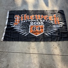 Vintage 2005 Daytona Beach Bike Week Flag 64th Annual Harley Davidson Collectors picture
