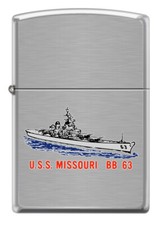 USS Missouri (BB-63) Battleship Zippo MIB Brushed Chrome picture
