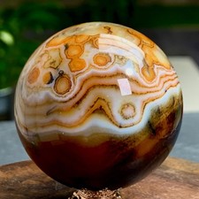182G Natural red stripe agate sphere Crystal Ball Madagascar mineral picture