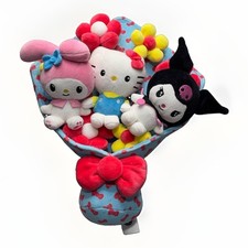 Jazwares Sanrio 12-Inch Plush Flower Bouquet Hello Kitty My Melody & Kuromi Cute picture
