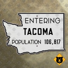 Tacoma Washington city limit road highway sign 1930 population 21x14 picture