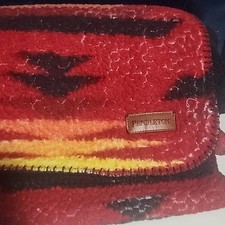 VTG Beaver State Pendleton WoolBlanket Red Orange Red Black 65 By 45 picture