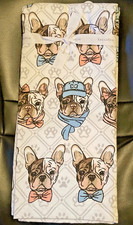 2 Pc Set- FRENCH BULLDOGS In BOW TIES Kitchen Towels 💖 FRENCHIES Christmas Gift picture