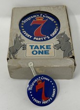 (40) Vintage 1976 Seagram's 7 Crown Political Pins 40 With Original Display Box  picture