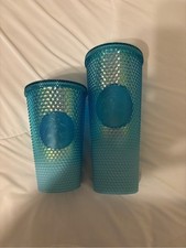 Starbucks Blue Iridescent Studded Tumbler Cups 16oz 24oz Set of 2 picture