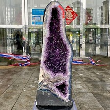 70.74LB Large Natural Amethyst Geode Quartz Crystal Cluster Cathedral Energy picture