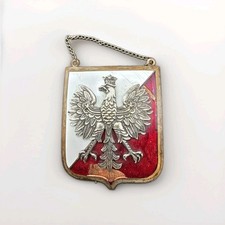 VINTAGE RARE Polish patriotic pendant Silver Plated Eagle And Bronze/Acrylic picture