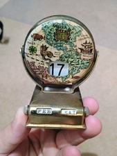 Vintage World Globe Map Perpetual Flip Calendar Metal Desk Top MCM Japan 1960s picture