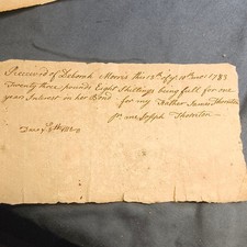 1783 Philadelphia Quaker Receipt Joseph Thornton for Thornton to Deborah Morris picture