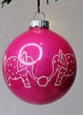 VTG Glass Stencil Pictured CIRCUS ELEPHANT Christmas Ornament Shiny Brite PINK picture