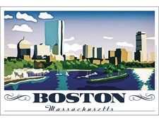 a130 Boston Massachusetts Vintage Travel Poster Refrigerator Magnet picture