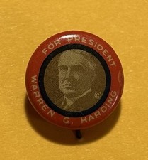 Original 1920 Warren G Harding For President Campaign Pinback Button Red Border  picture