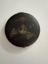 Vintage 1950s Japanese K24 Damascene Powder Compact Mt Fuji picture