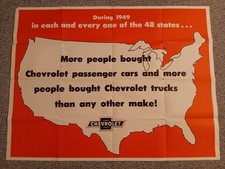 Vintage 1949 Chevrolet Trucks Very Large Fold Out Dealer Poster GM 38