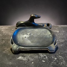 Vintage Art Deco Whippet Greyhound Dog Pewter Nesting Ashtray Trinket Dish Set picture