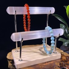 Selenite Bracelet Holder Hand Craved Healing Stone Natural Collectible Crystals picture