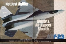Northrop YF-23 ATF Vintage 1991 Two-Page Print Ad Stealth Fighter Gray picture