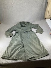 Vintage Military Rain Coat Men 40 Long Green 60s Army Quarpel Belted Trench Coat picture