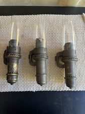 Antique Set of 3 The Safety Co New York Railroad Passenger Car Candle Lamps picture
