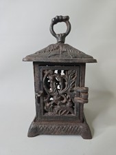 Vtg Japanese Lovely Garden Lighting Candle Lantern Cast Iron 8 Inch Tall  picture