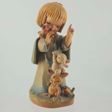 ANRI FERRANDIZ Talk To The Animals Woodcarving Figurine Italian Signed picture
