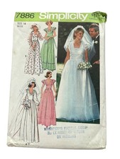Vintage 70s Simplicity 7886 Sewing Pattern Size 14 Bridal & Bridesmaid Dress CUT picture