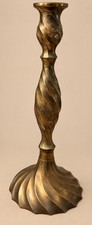 Vintage Brass Candlestick Holder Spiral Twist Fluted Base 8” Tall Patina picture