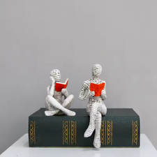 Reading Paper Pulp Woman Statue Thinker Figurine Creative Modern Home Shelf Deco picture