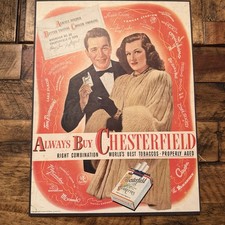 1947 Chesterfield Perry Como Jo Stafford Cardboard Advertising Sign Vintage picture