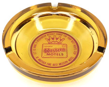 Vintage 1960s Advertising Member Western Motels Amber Glass Ashtray picture