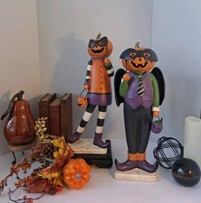 Northlight Halloween Pumpkin Couple, Rustic Folk Art, EUC picture