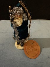 Ragon House Deep Ocean Blue Velvet Belsnickle Santa Christmas Ornament picture