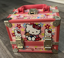 Vintage Hello Kitty Sanrio 2001 Pink Floral Makeup Train Case Storage Box picture