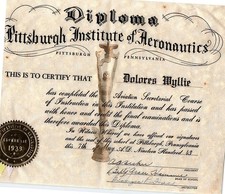 Pittsburgh Institute Of Aeronautics Diploma Pittsburgh PA 1939 Embossed picture