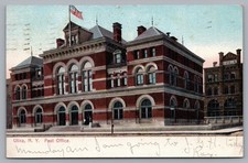 Utica NY Post Office UDB 1907 Vintage Stone Steps Postcard TS-226 picture