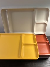 LOT Of 9 VTG Tupperware Meal Trays 1535 Divided Stackable Harvest Hue TV Picnic picture