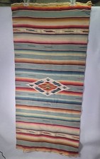 Antique 1930-50 Mexican Saltillo Table Runner Tapestry Wool weave Diamond Motif picture
