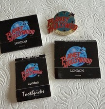 Vintage Planet Hollywood London Enamel Pins Matchbooks Toothpick Souvenir Lot 5 picture