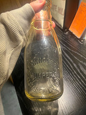 Mumper’s Vintage Embossed Clear Milk Bottle 327 Hanover street HARD TO FIND picture