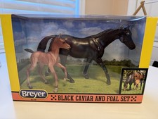 BREYER  No. 1740 Black Caviar and Foal set. NEW IN BOX NEVER OPENED picture