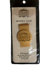 Vintage Exclusive GOLDEN NUGGET Casino Money Clip Solid Brass Nickel Plated Gold picture