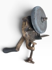 Vintage Craftsman Hand Crank Bench Grinder Clamp On Sharpening Wheel picture