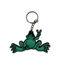 Peace Frogs Green Keychain Fun Quirky Frog Design picture