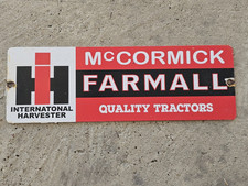 LARGE VINTAGE INTERNATIONAL HARVESTER MCCORMICK FARMALL PORCELAIN SIGN 18