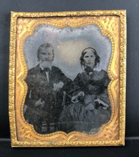 Antique Early Victorian Ambrotype Photo on Glass 1860s 70s Handwear Gloves Dress picture