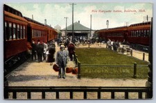 K61/ Baldwin Michigan Postcard c1910 Railroad Depot Pere Marquette 435 picture